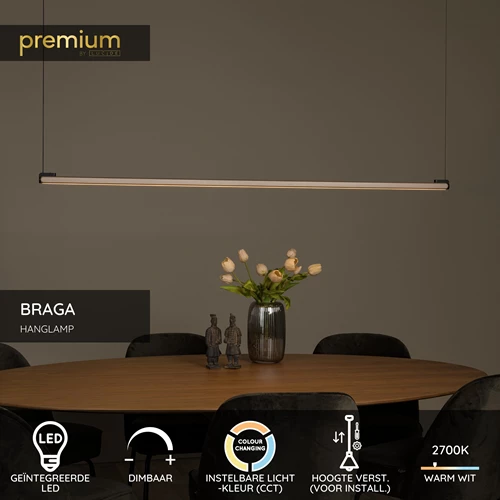 Lucide BRAGA - Hanglamp - LED Dimb. - CCT - 1x36W 2700K/4000K - Handbewegingssensor - Koffie | Premium - USP